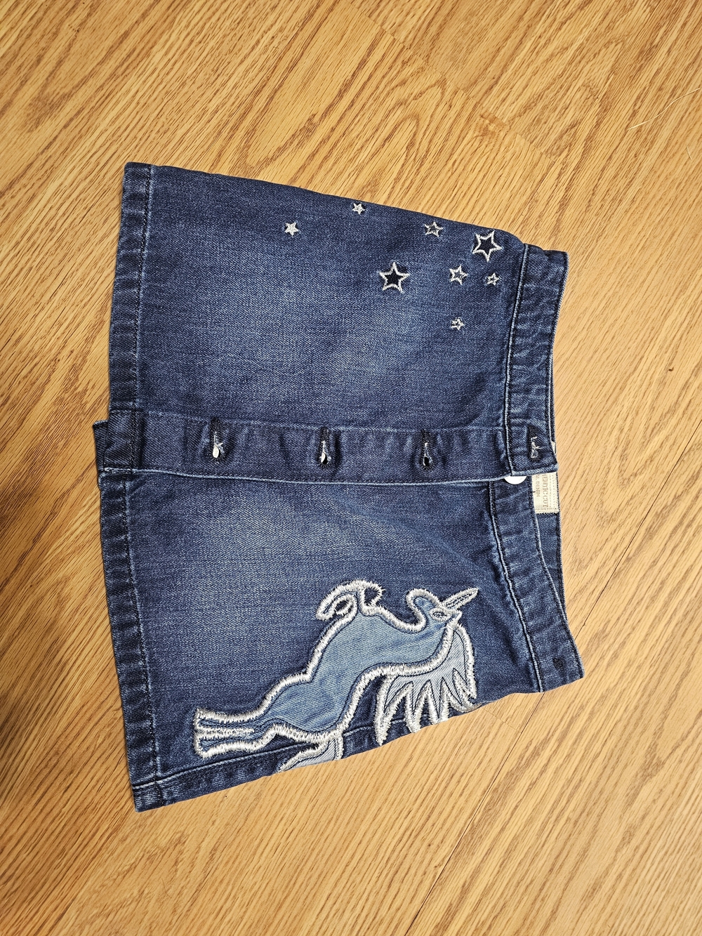 next Dark Blue Denim Skirt with Dolphin & Star Embroidery size 7
